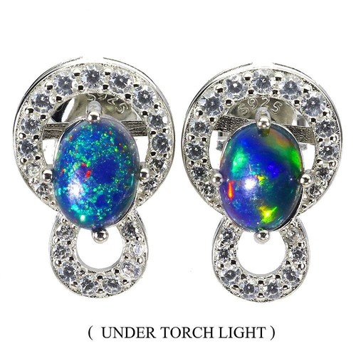 Black opal earrings - earrings, 14k