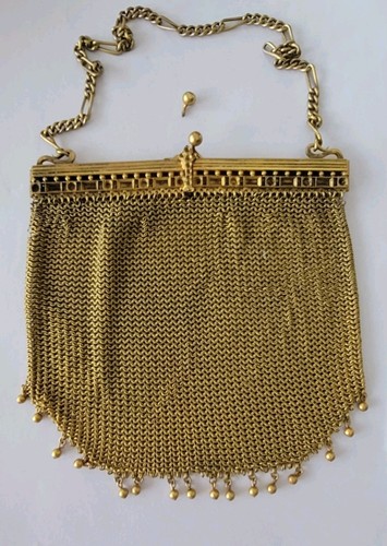 Antique gold mesh evening - gold, bag