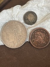 1897 Morgan Dollar High Grade, Large Braided 1847 Cent, 1887 Indian Head