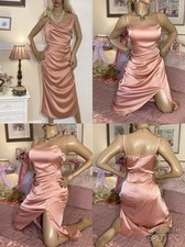 Vintage Deco Style High Gloss Mirror Liquid Satin Negligee Slip Dress Gown L