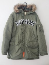 FW16 Supreme Arc Logo N-3B Parka L Large Olive Coat Bomber Jacket Justin Bieber 