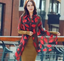 Organza Silky Meshes Wrap Leaf Print Scarf  Premium Shawl Stole Hijab 170/60