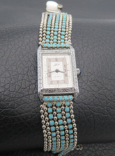 Vintage KIRKS FOLLY Multi Strand Women's Watch Turquoise & Silver Tone New Bat
