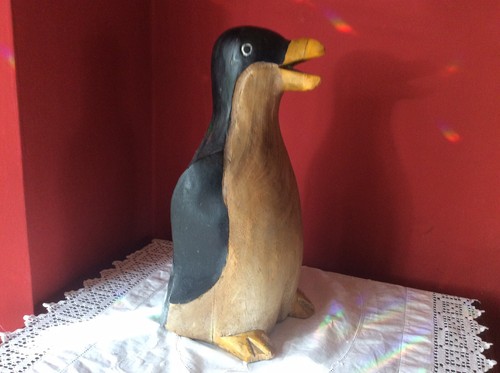 Large wooden penguin - wooden,