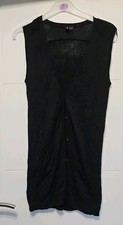 H&M DIVIDED LADIES BLACK KNIT LIGHTWEIGHT SLEEVELESS LONG CARDIGAN SIZE 8
