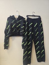 Playboy x Misguided Pants Womens  Black All Over Drawstring Joggers + Hoodie 10