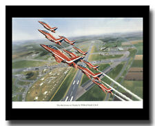 Hawker Siddeley Hawk fighters Red Arrows display framed picture Wilf Hardy