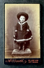 NOTTINGHAM CHILD. Fine dress portrait. QV FASHION. CDV by A BOOTH c1890s.