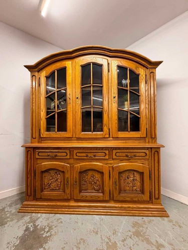 Vintage solid oak display - solid,