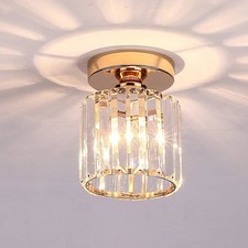 Modern Crystal LED Ceiling Light Gold Chandeliers Bedroom Living Room E27 φ14cm