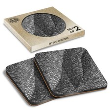 2 x Boxed Square Coasters - BW