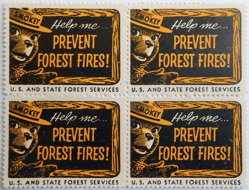 Smokey bear poster stamp 1955 - smokey,