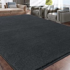 Rururug Large Area Rug, 200x300 cm, Grey, Modern, Fluffy, High Pile, Machine...