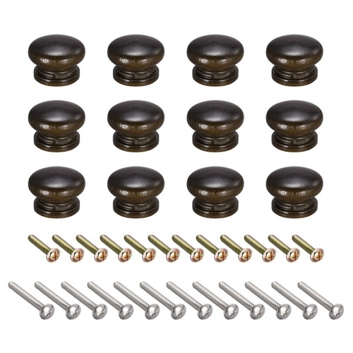 12pcs round wood - wood, knobs