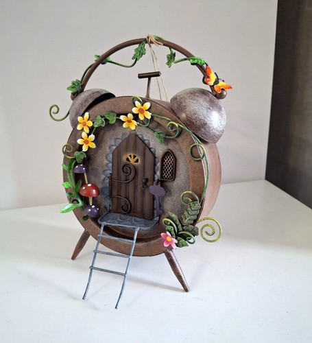 Metal fairy house door - house,