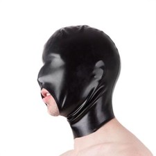 REGULATION Rubber Open Jaw Hood - No Eyes, Latex Rubber Fetish Mask