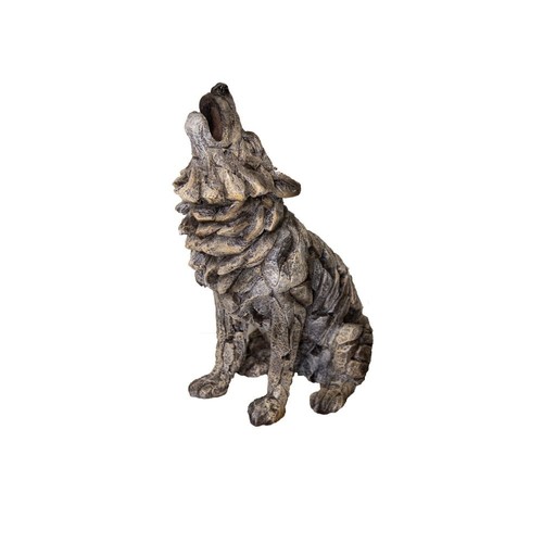 Modern sitting wolf stone - wolf,