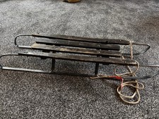 Vintage Childs Metal Wood Sledge Sled Red