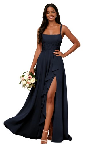 Long chiffon bridesmaid dress - long,