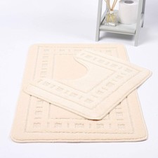 Vertex Diem 2 Piece Bath Mat & Pedestal Set Non Slip Extra Absorbent Bathroom