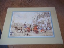 ANTON PIECK Vintage Print DONKEY PULL BROKEN CAR SCENE VGC Colour 12" x 9"