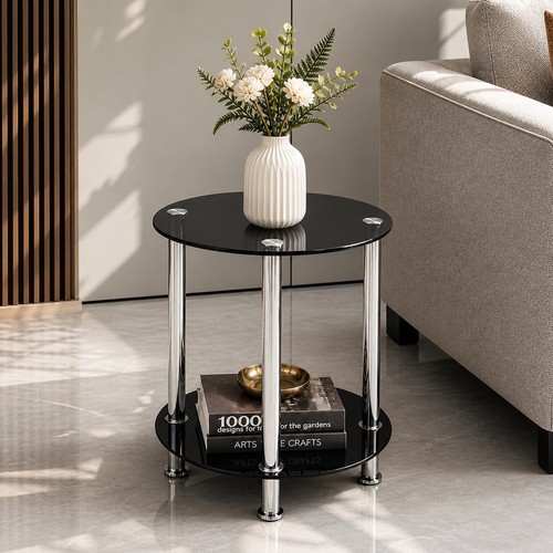 Round glass side table - round,