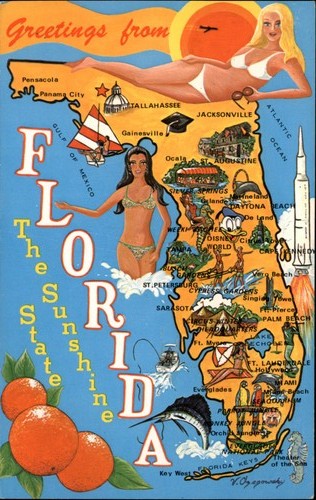 Florida pictorial map - , bathing