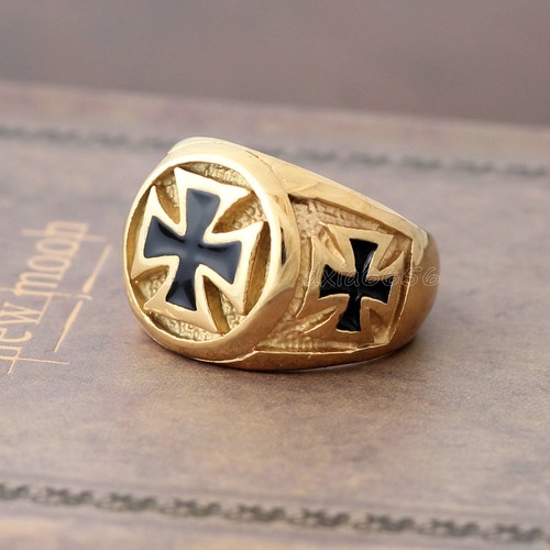 Men gold black enamel - men's,