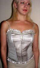 DE LUXE SILVER CORSET TOP BONED HOOK & EYE FASTENING ELASTICATED REAR PANEL 10