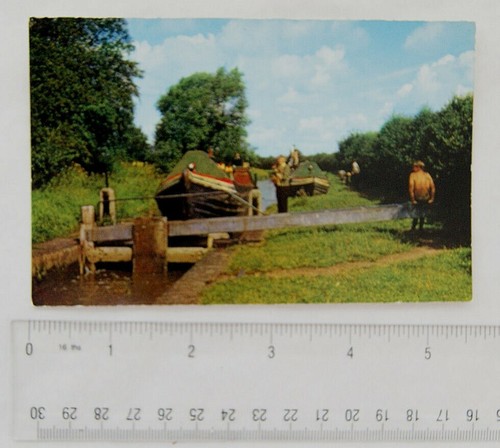 Old postcard narrow boats - postcard, on
