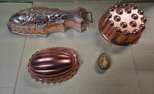 Copper Jelly Moulds Fish, Round, Oval, Pineapple Jello Mold
