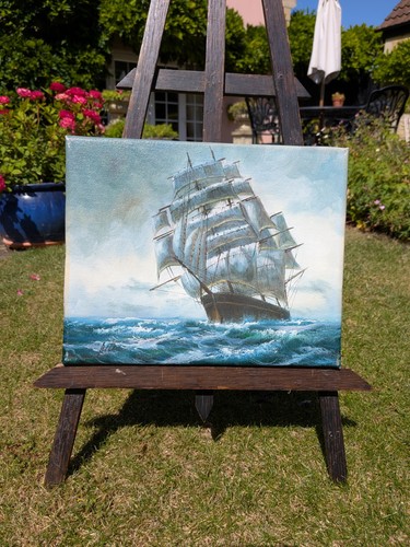 Vintage nautical signed oil - signed,