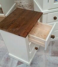 HANDMADE AYLESBURY NEXT (IVORY+DARK ) 3 DRAWER BEDSIDE SOLID FURNITURE!!!