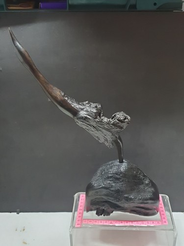Bog oak sculpture bird - oak, of