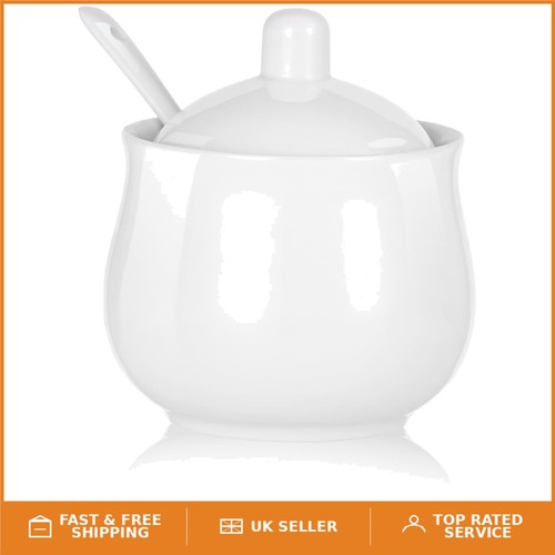 Elegant white porcelain sugar - porcelain,