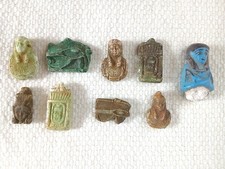 Egyptian Jewellery Artefact Pendants 9 pieces Eye of Horus and other figures