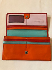 GOLUNSKI Red/Multicoloured Leather Ladies’ Flap Over Wallet/Organizer 7.5" L