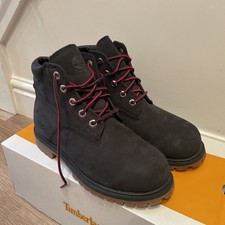 Timberland Boots UK 2.5 /EU 35 Youth/boys Black Suede/nubuck Waterproof shoes
