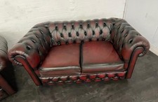 chesterfield two seater leather sofa. top quality in   ox blood red leather 
