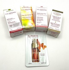 Clarins Paris 5 Face & Body Skincare Set Double Serum Lotion Cream Lotus Oil New