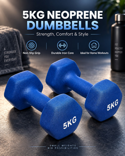 5kg neoprene dumbbells pair - neoprene,