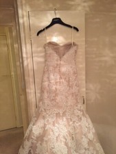 NEVER WORN! Romantica Silk & Lace Wedding Dress  Small + Bolero. Blush silk
