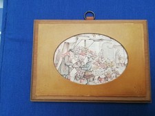 Print of a market scene possibly by Anton Pieck