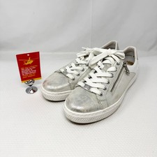 Rieker L59A1-90 Silver Leather Lace Up Side Zip Trainers Size UK 6 Shoes   BP2