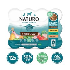 Naturo Wet Dog Food Grain & Gluten Free Poultry Selection in Herb Gravy 12x390g
