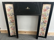 Tiled Wooden fire surround - black painted with tiles around edge