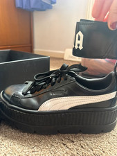 Puma Ankle Strap Rihanna Fenty Black White Creeper UK 4 366264 03 Platform