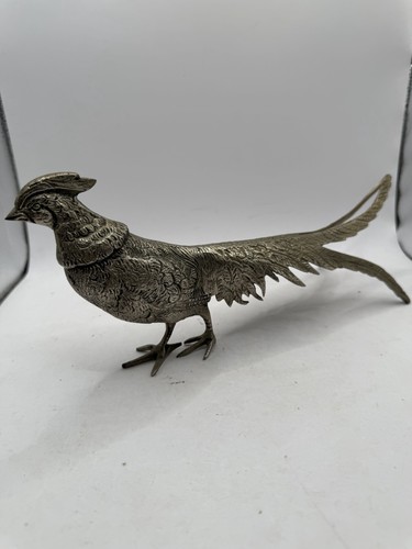Vintage silver tone - silver, pheasant