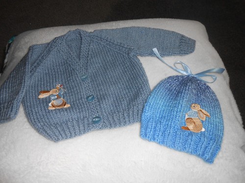 Hand knitted blue peter - hand,