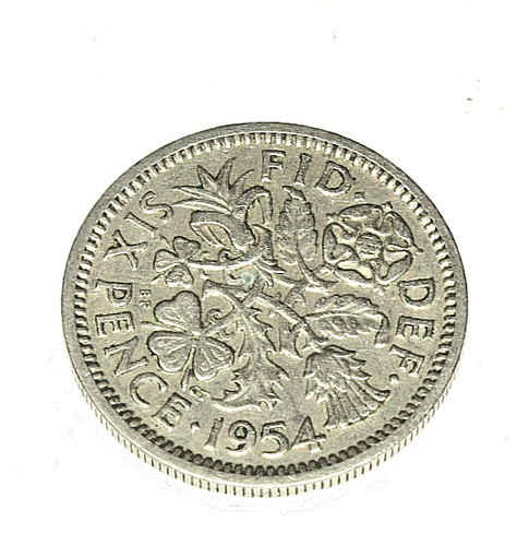 1954 king george sixpence - 1954,